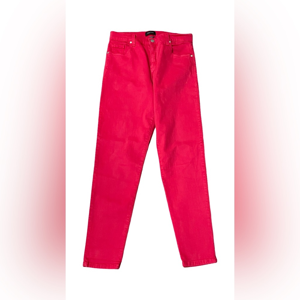 Karen Kane Red skinny Jean size 14 high rise cotton spandex stretch five pockets - Picture 3 of 12